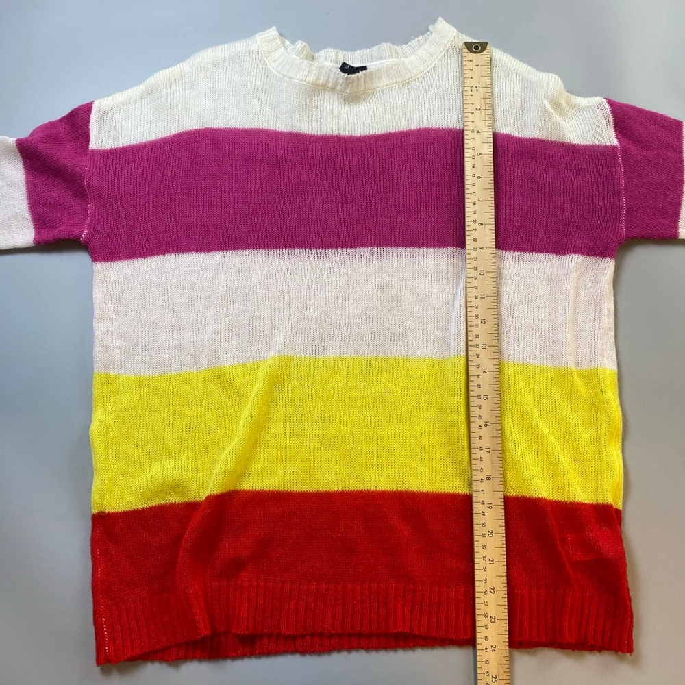 Moon & Madison Sweater Womens Medium Striped Color Block Indie Bright Soft Thin - Picture 7 of 14